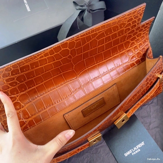 YSL LEATHER CLUTCH CROCODILE-EMBOSSED IN MANHATTAN 0712